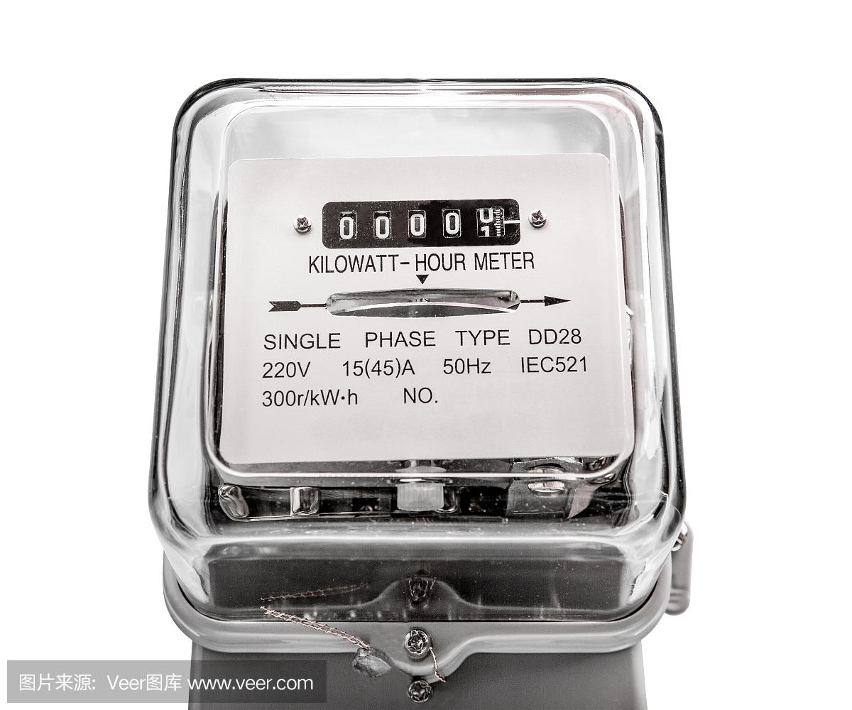 電表電源工具與白色背景隔離。