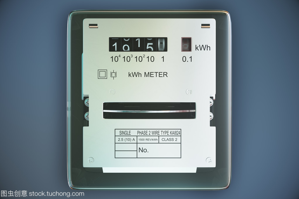 模擬的電表顯示家庭消費。電源我